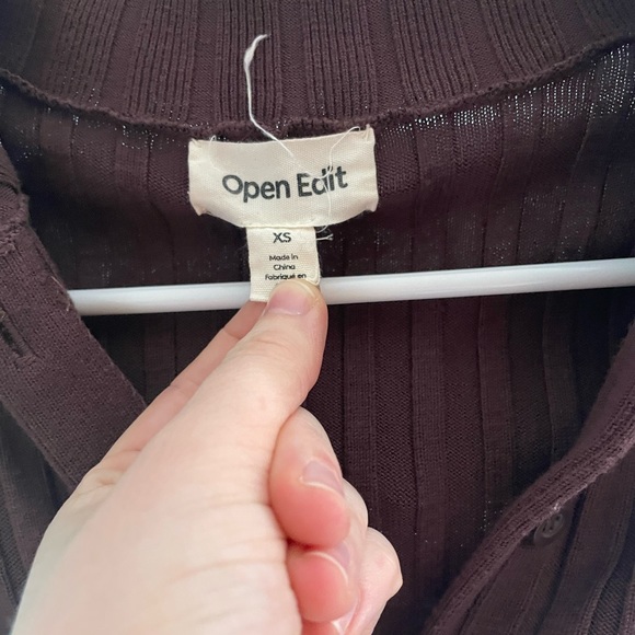 Nordstrom Open Edit Ribbed Button-Up Cardigan - Picture 3 of 4